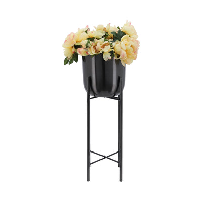 S/3 METAL PLANTERS ON STAND 40/30/20H, GUNMETAL