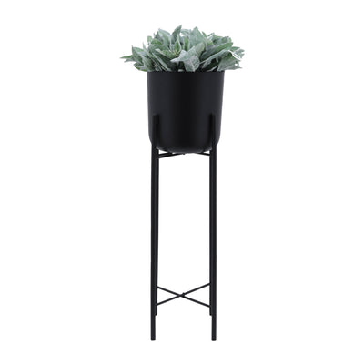 S/3 METAL PLANTERS ON STAND 40/30/20H, BLACK