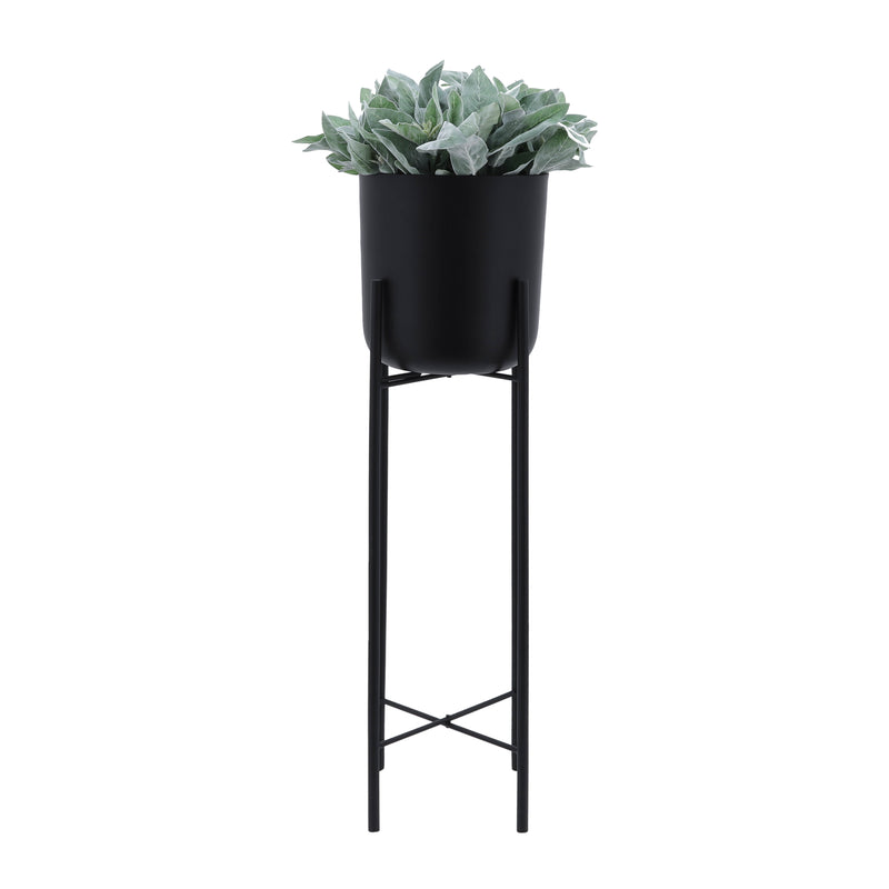 S/3 METAL PLANTERS ON STAND 40/30/20H, BLACK