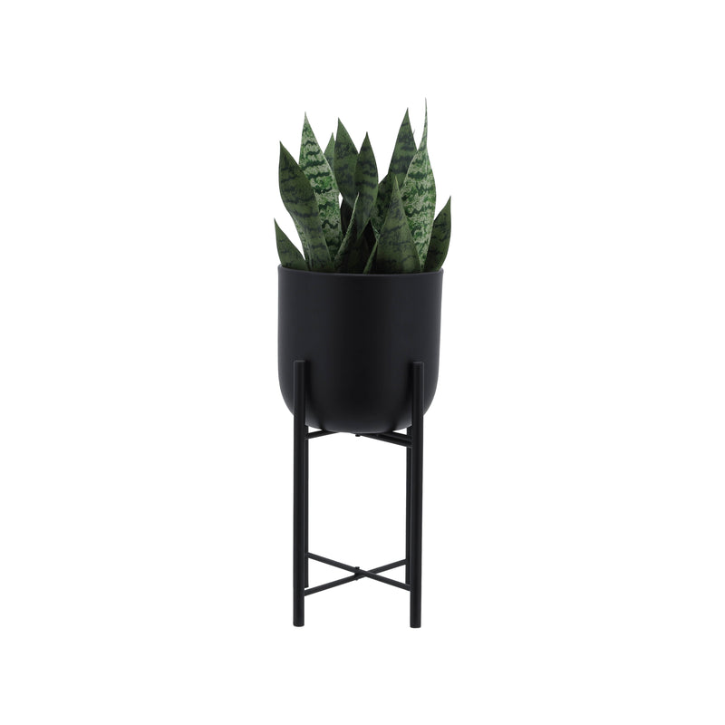 S/3 METAL PLANTERS ON STAND 40/30/20H, BLACK