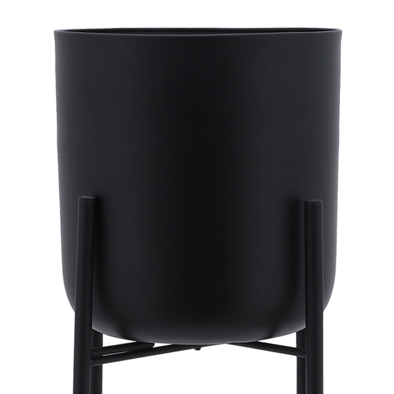 S/3 METAL PLANTERS ON STAND 40/30/20H, BLACK