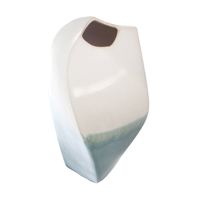 CERAMIC 12 TWIST VASE, WHITE/BLUE