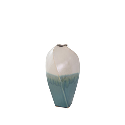 CERAMIC 12 TWIST VASE, WHITE/BLUE