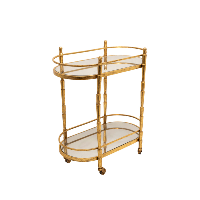 METAL 28 2 TIER BAR CART, GOLD