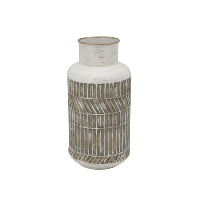 METAL 12 DECO GEOMETRIC JAR,BEIGE