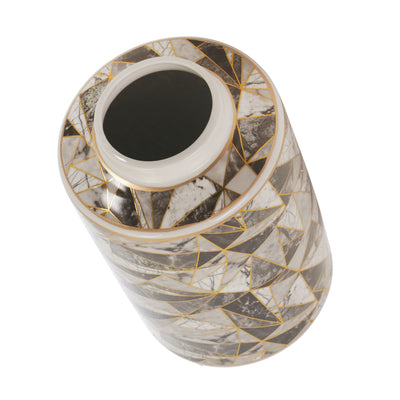 CERAMIC 12 COVERED JAR, ABSTRACT, MULTI