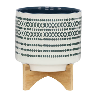 CERAMIC 10 PLANTER ON STANDW/ DOTS, BLUE