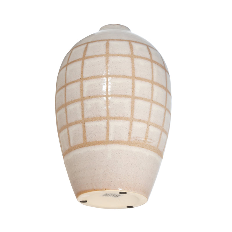 CERAMIC 14, PATTERNED VASE, BEIGE