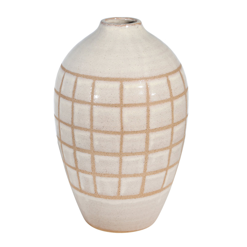 CERAMIC 14, PATTERNED VASE, BEIGE