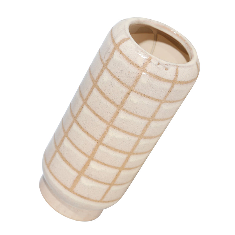 CERAMIC 13, PATTERNED VASE, BEIGE