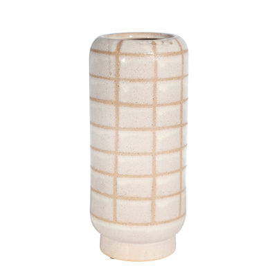 CERAMIC 13, PATTERNED VASE, BEIGE