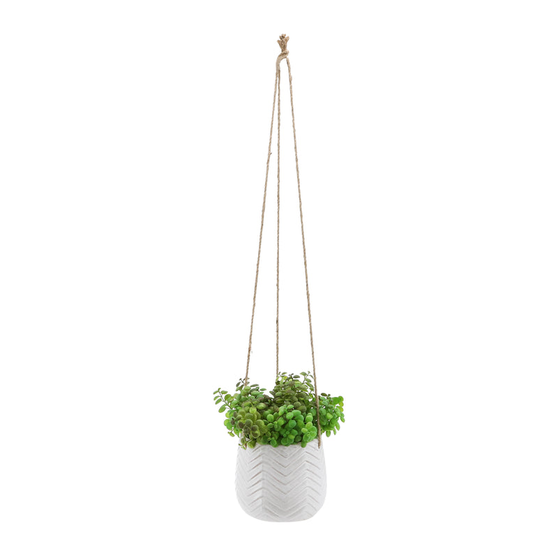 Ceramic 6 Chevron Hanging Planter, Beige