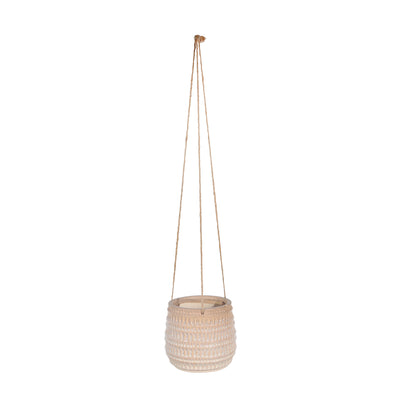 Ceramic 6 Dimpled Hanging Planter, Beige