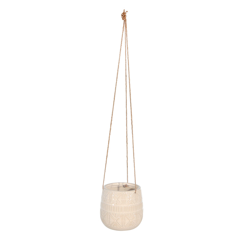 Ceramic 6 Abstract Hanging Planter, Beige