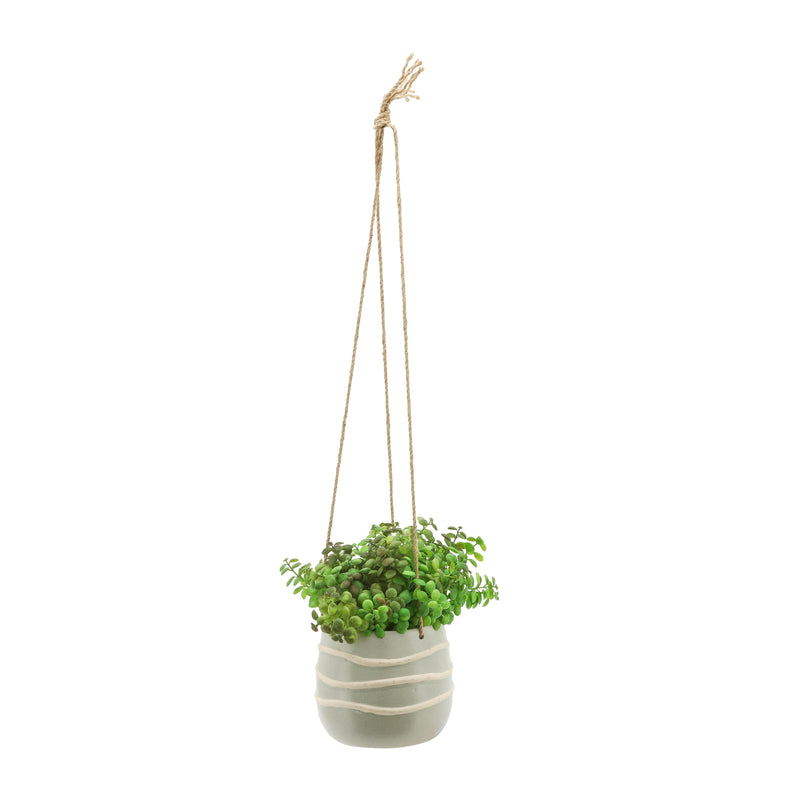 Ceramic 6 Hanging Planter, Green