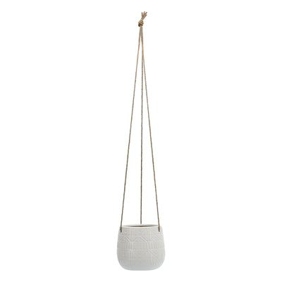 6 Abstract Hanging Planter, White