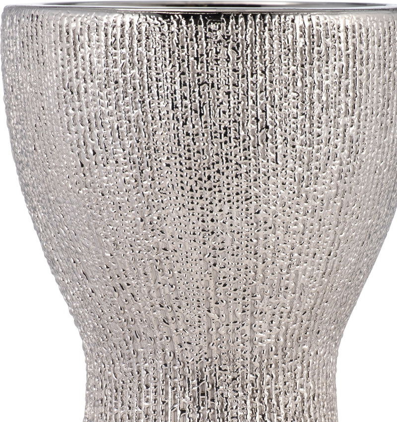 CERAMIC 16 BEAD CANDLE HOLDER,SILVER