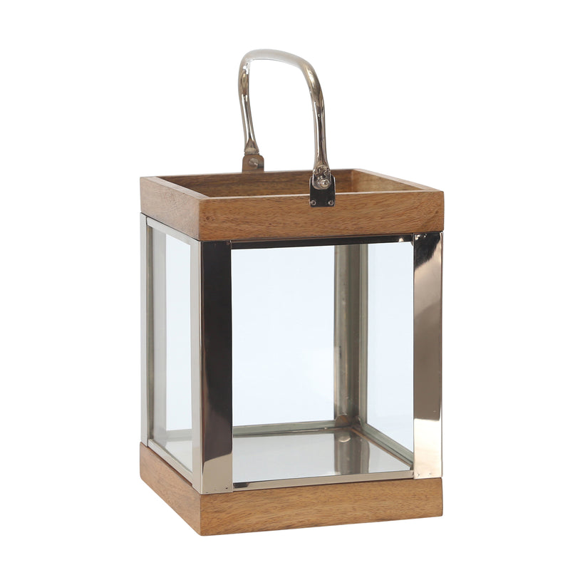 Metal /Wood 10 Lantern,Silver