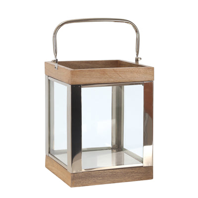 Metal /Wood 10 Lantern,Silver