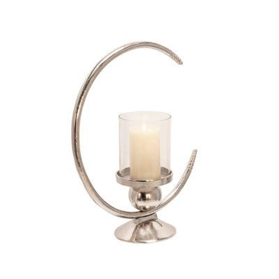 ALUMINUM 19 RING CANDLE HOLDER, SILVER