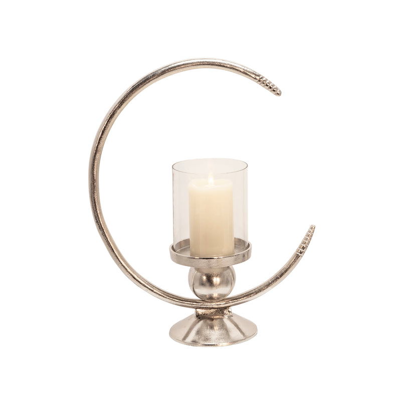 ALUMINUM 19 RING CANDLE HOLDER, SILVER