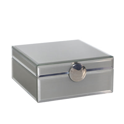 WOOD / GLASS 7X7 JEWELRY BOX, GRAY