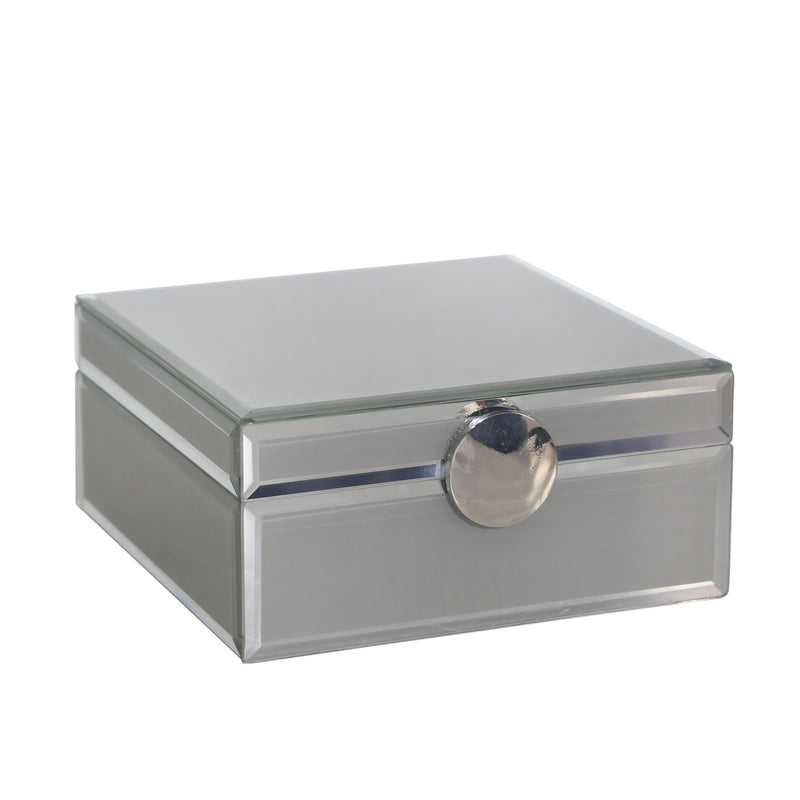 WOOD / GLASS 7X7 JEWELRY BOX, GRAY