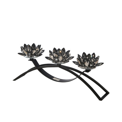 METAL/GLASS 16 3 LOTUS VOTIVECANDLE HOLDER, BLACK