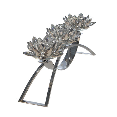 METAL/GLASS 16 3 LOTUS VOTIVECANDLE HOLDER, SILVE