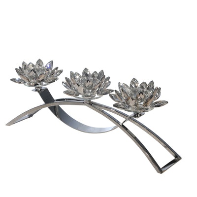 METAL/GLASS 16 3 LOTUS VOTIVECANDLE HOLDER, SILVE