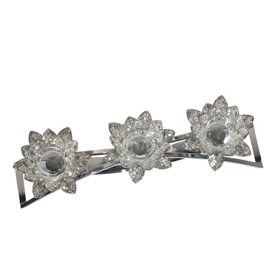 METAL/GLASS 16 3 LOTUS VOTIVECANDLE HOLDER, SILVE