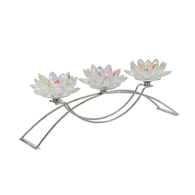 METAL/GLASS 16 3 LOTUS CANDLE HOLDER,  RAINBOW