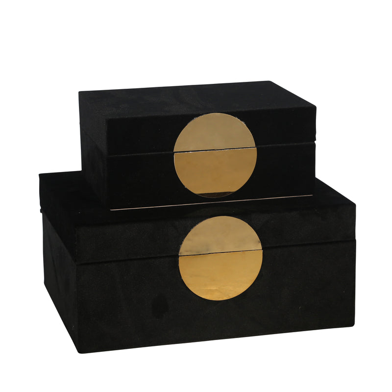 S/2 VELVETEEN JEWELRY BOX, BLACK