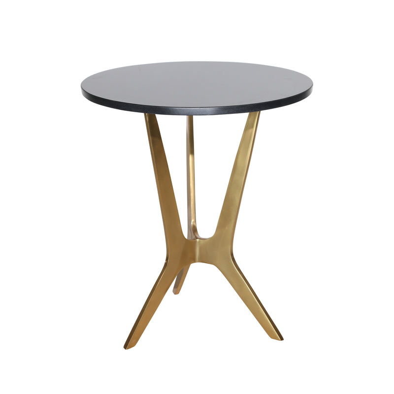 METAL 20 ACCENT TABLE W/ BLACK MARBL