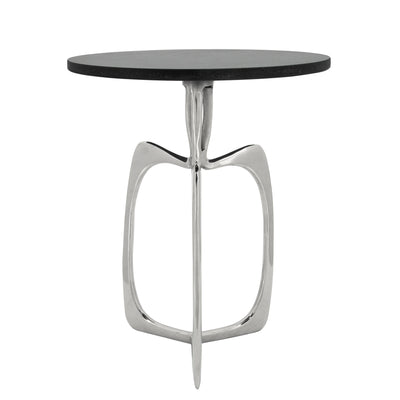 20 ACCENT TABLE W/ BLACK MARBLE, NICKEL