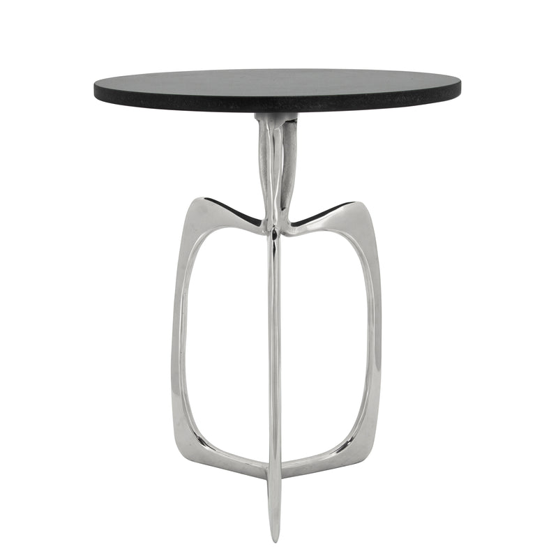 20 ACCENT TABLE W/ BLACK MARBLE, NICKEL