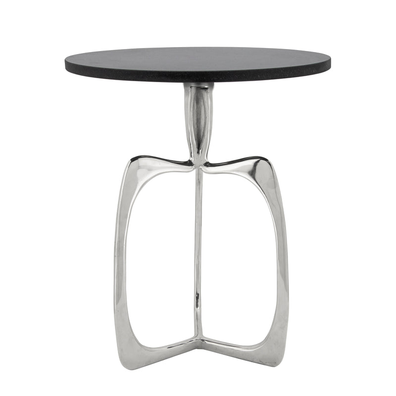 20 ACCENT TABLE W/ BLACK MARBLE, NICKEL