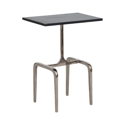 22 4-LEGGED ACCENT TABLE, BLACK MARBLE, NICKEL