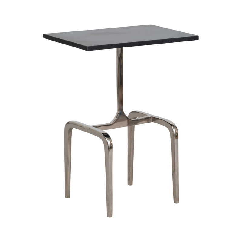 22 4-LEGGED ACCENT TABLE, BLACK MARBLE, NICKEL