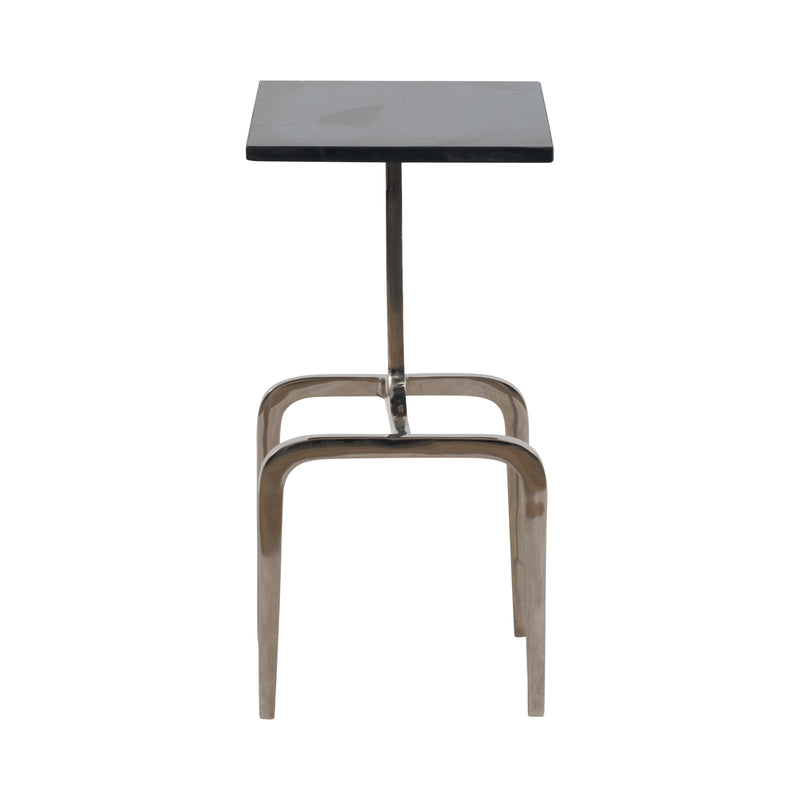 22 4-LEGGED ACCENT TABLE, BLACK MARBLE, NICKEL