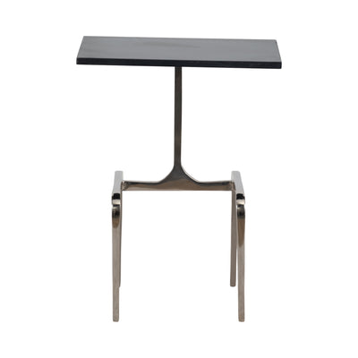 22 4-LEGGED ACCENT TABLE, BLACK MARBLE, NICKEL