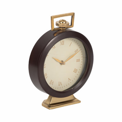 9 Jansen Gold And Brown Desk Clock