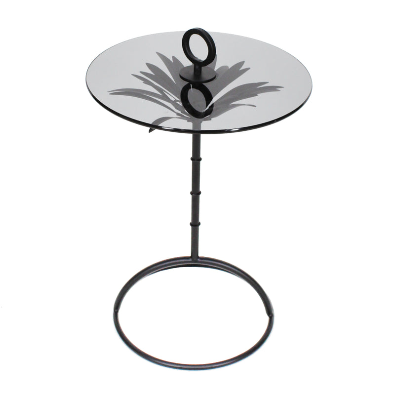 METAL 22 PALM ACCENT TABLE, BLACK