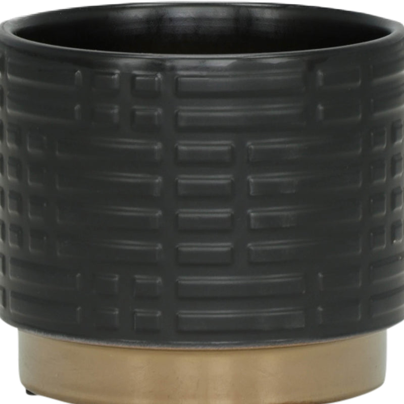 S/2 MAZE METALLIC PLANTERS  6/8, BLACK