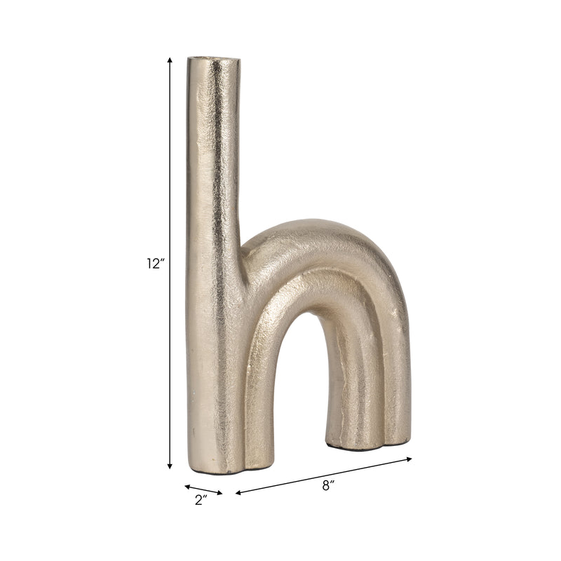 Metal, 12 Double Arch Vase, Champagne