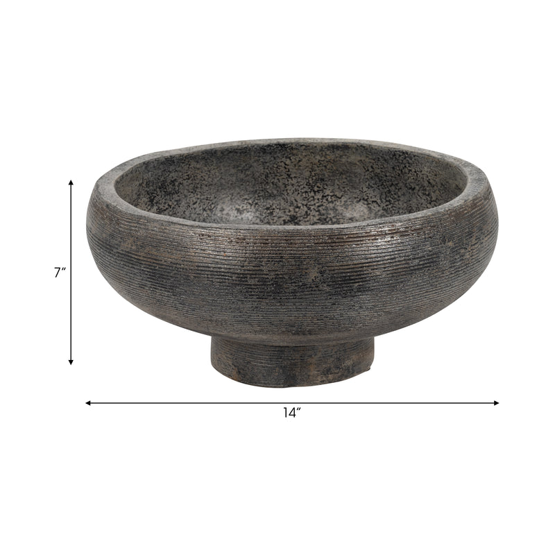 Terracotta, 14 Etched Bowl On Stand, Multi