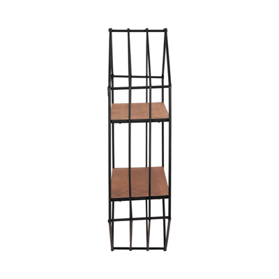 METAL/WOOD 20 HEXAGON SHELF, BROWN/BLACK