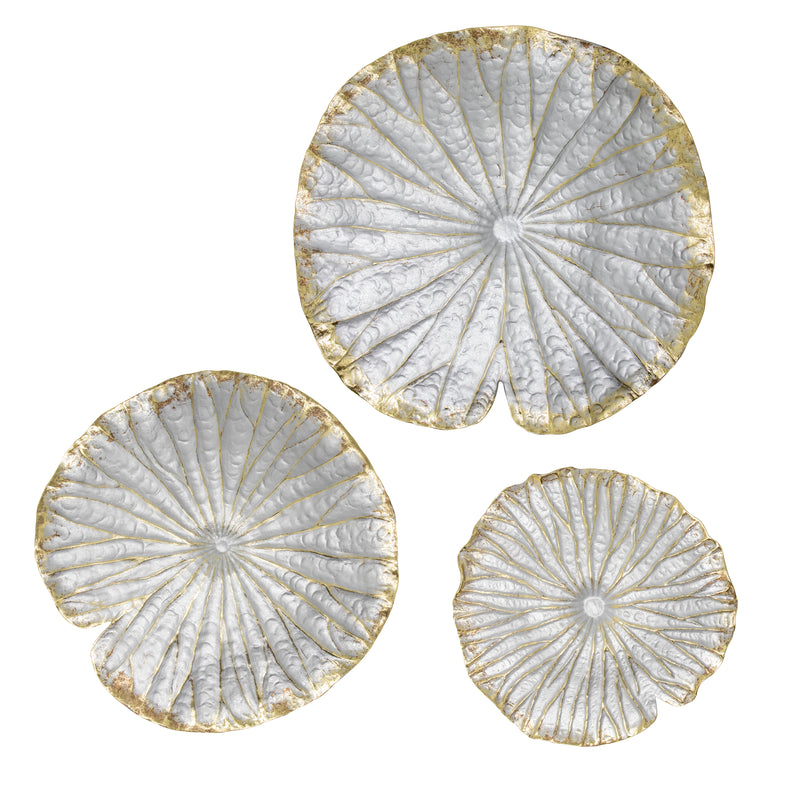 POLYRESIN 14 LOTUS WALL DECOR, SILVER