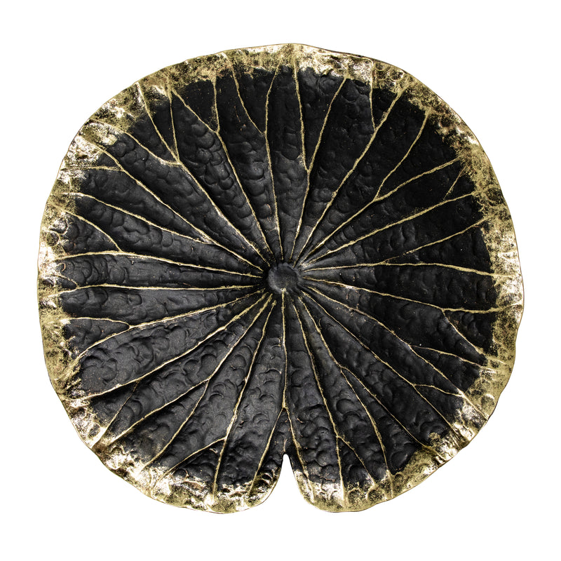 POLYRESIN 19 LOTUS WALL DECOR, BLACK/GOLD