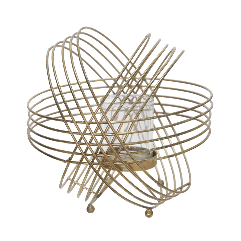 METAL 9 SPHERE TEA LIGHT CANDLE HOLDER, GOLD